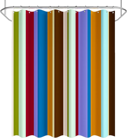Shower Curtain, Washable Cloth Black Shower Curtain Sets with 12 Shower Curtain Hooks, Fabric Rustic Black and White Striped Curtain, Farmhouse Bathroom Curtains, 72x72 Inches