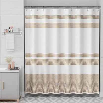 Shower Curtain, Washable Cloth Black Shower Curtain Sets with 12 Shower Curtain Hooks, Fabric Rustic Black and White Striped Curtain, Farmhouse Bathroom Curtains, 72x72 Inches