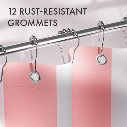 Shower Curtain, Washable Cloth Black Shower Curtain Sets with 12 Shower Curtain Hooks, Fabric Rustic Black and White Striped Curtain, Farmhouse Bathroom Curtains, 72x72 Inches