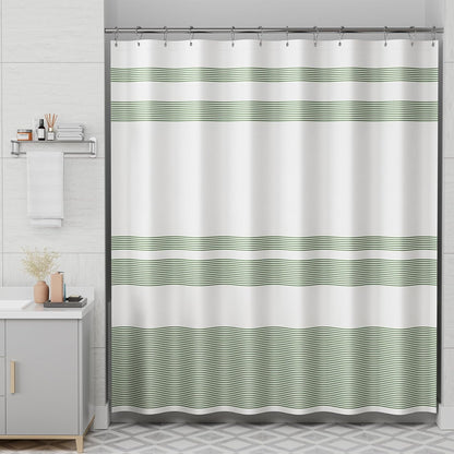 Shower Curtain, Washable Cloth Black Shower Curtain Sets with 12 Shower Curtain Hooks, Fabric Rustic Black and White Striped Curtain, Farmhouse Bathroom Curtains, 72x72 Inches