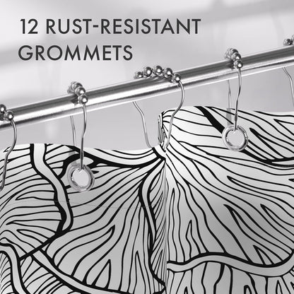 Shower Curtain, Washable Cloth Black Shower Curtain Sets with 12 Shower Curtain Hooks, Fabric Rustic Black and White Striped Curtain, Farmhouse Bathroom Curtains, 72x72 Inches