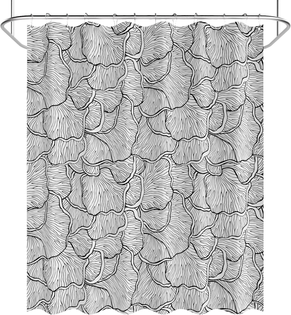 Shower Curtain, Washable Cloth Black Shower Curtain Sets with 12 Shower Curtain Hooks, Fabric Rustic Black and White Striped Curtain, Farmhouse Bathroom Curtains, 72x72 Inches