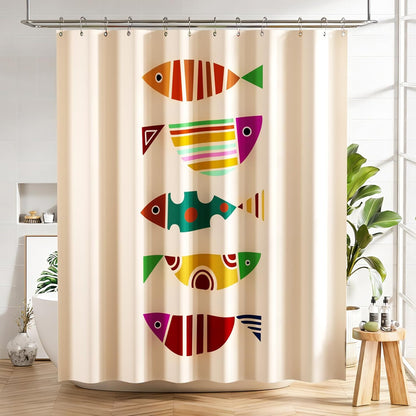 Shower Curtain, Washable Cloth Black Shower Curtain Sets with 12 Shower Curtain Hooks, Fabric Rustic Black and White Striped Curtain, Farmhouse Bathroom Curtains, 72x72 Inches