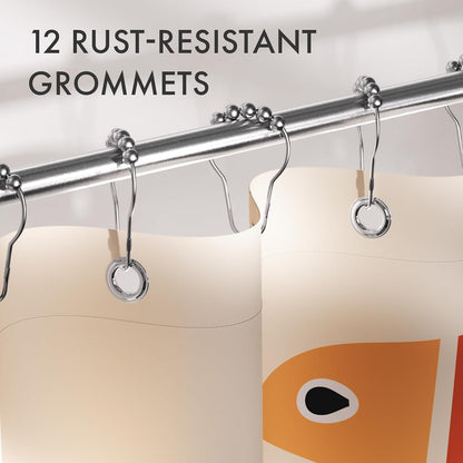 Shower Curtain, Washable Cloth Black Shower Curtain Sets with 12 Shower Curtain Hooks, Fabric Rustic Black and White Striped Curtain, Farmhouse Bathroom Curtains, 72x72 Inches