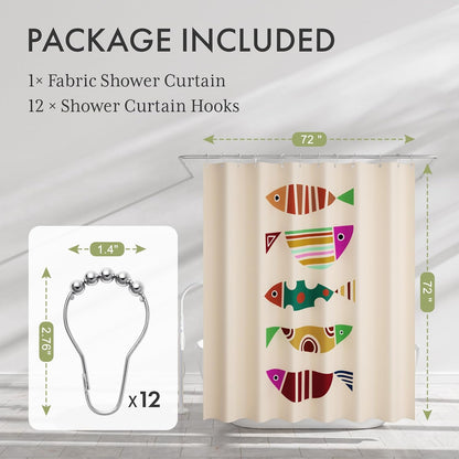 Shower Curtain, Washable Cloth Black Shower Curtain Sets with 12 Shower Curtain Hooks, Fabric Rustic Black and White Striped Curtain, Farmhouse Bathroom Curtains, 72x72 Inches
