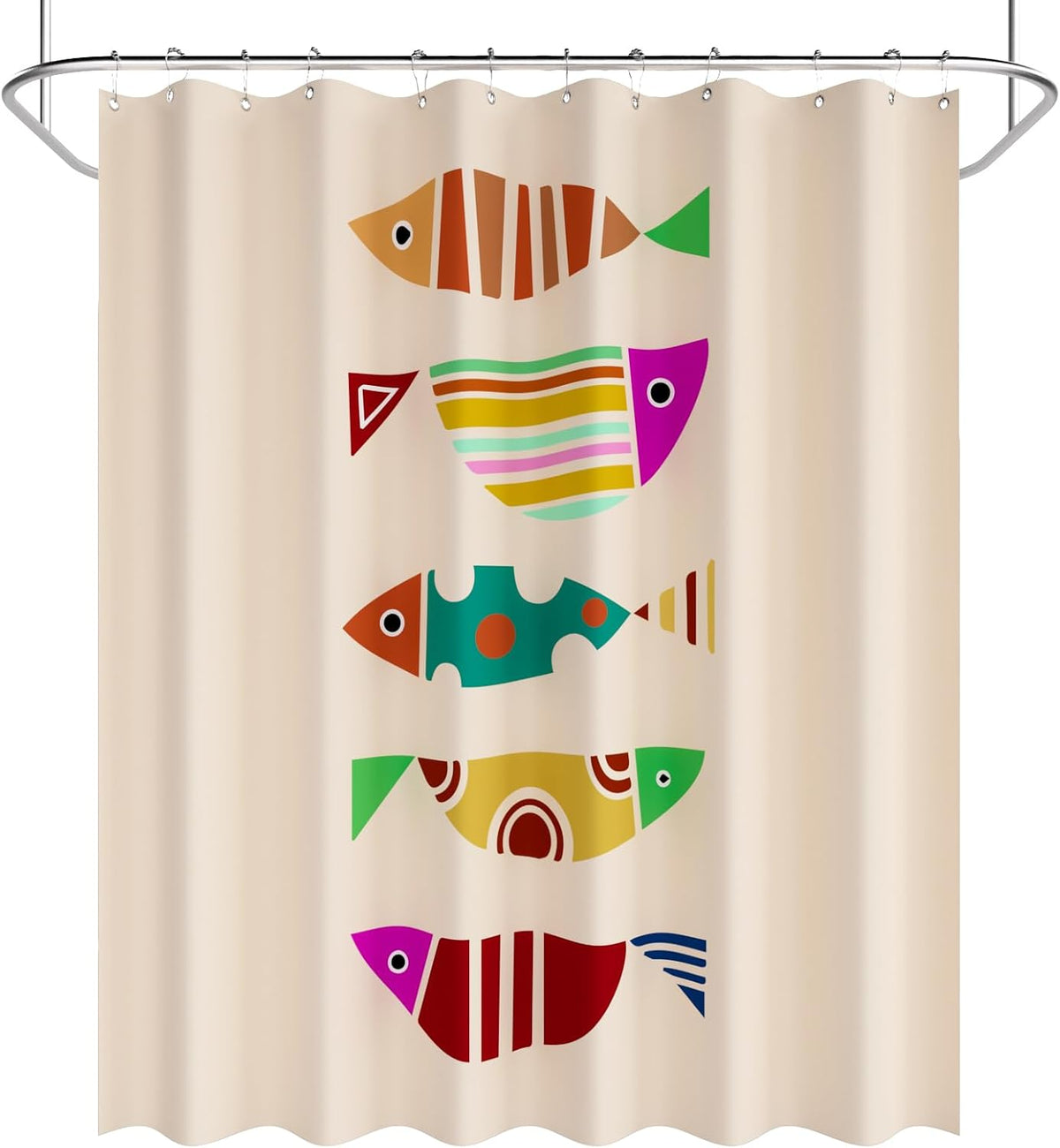 Shower Curtain, Washable Cloth Black Shower Curtain Sets with 12 Shower Curtain Hooks, Fabric Rustic Black and White Striped Curtain, Farmhouse Bathroom Curtains, 72x72 Inches