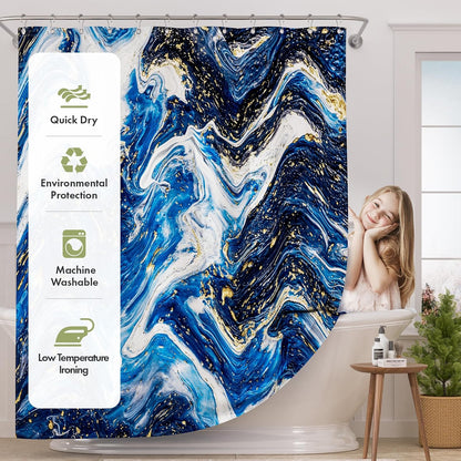 Shower Curtain, Washable Cloth Black Shower Curtain Sets with 12 Shower Curtain Hooks, Fabric Rustic Black and White Striped Curtain, Farmhouse Bathroom Curtains, 72x72 Inches