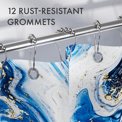 Shower Curtain, Washable Cloth Black Shower Curtain Sets with 12 Shower Curtain Hooks, Fabric Rustic Black and White Striped Curtain, Farmhouse Bathroom Curtains, 72x72 Inches