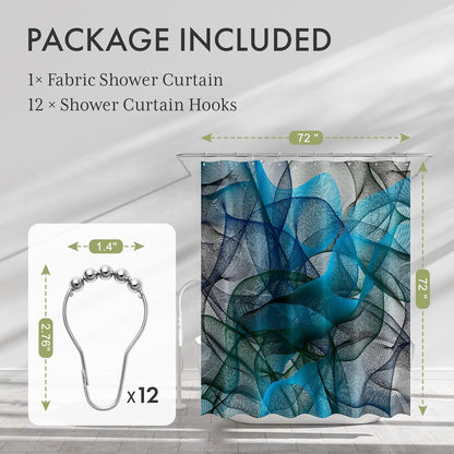 Shower Curtain, Washable Cloth Black Shower Curtain Sets with 12 Shower Curtain Hooks, Fabric Rustic Black and White Striped Curtain, Farmhouse Bathroom Curtains, 72x72 Inches