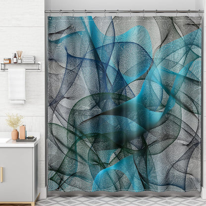 Shower Curtain, Washable Cloth Black Shower Curtain Sets with 12 Shower Curtain Hooks, Fabric Rustic Black and White Striped Curtain, Farmhouse Bathroom Curtains, 72x72 Inches