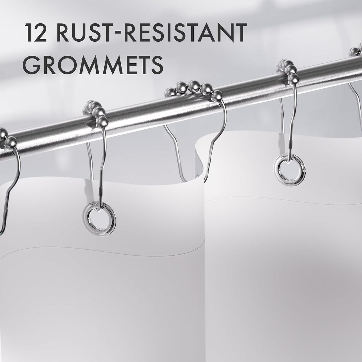 Shower Curtain, Washable Cloth Black Shower Curtain Sets with 12 Shower Curtain Hooks, Fabric Rustic Black and White Striped Curtain, Farmhouse Bathroom Curtains, 72x72 Inches