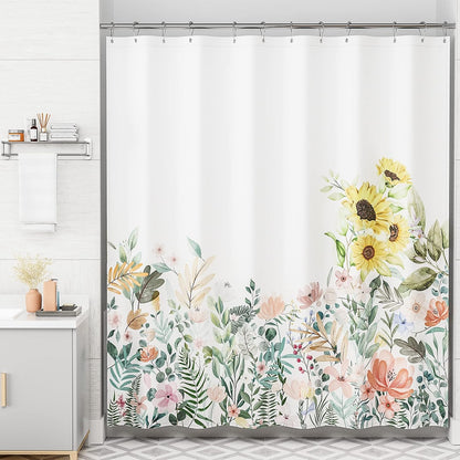 Shower Curtain, Washable Cloth Black Shower Curtain Sets with 12 Shower Curtain Hooks, Fabric Rustic Black and White Striped Curtain, Farmhouse Bathroom Curtains, 72x72 Inches