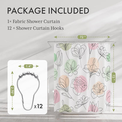 Shower Curtain, Washable Cloth Black Shower Curtain Sets with 12 Shower Curtain Hooks, Fabric Rustic Black and White Striped Curtain, Farmhouse Bathroom Curtains, 72x72 Inches