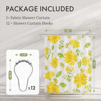 Shower Curtain, Washable Cloth Black Shower Curtain Sets with 12 Shower Curtain Hooks, Fabric Rustic Black and White Striped Curtain, Farmhouse Bathroom Curtains, 72x72 Inches