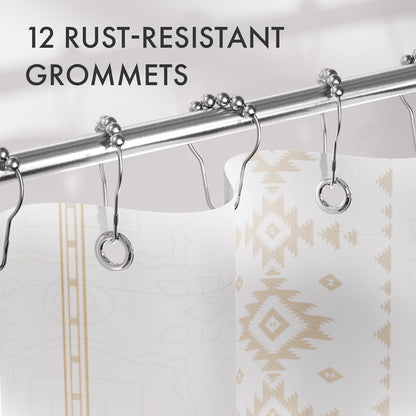 Shower Curtain, Washable Cloth Black Shower Curtain Sets with 12 Shower Curtain Hooks, Fabric Rustic Black and White Striped Curtain, Farmhouse Bathroom Curtains, 72x72 Inches