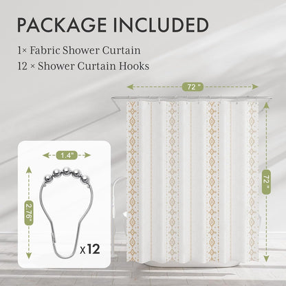 Shower Curtain, Washable Cloth Black Shower Curtain Sets with 12 Shower Curtain Hooks, Fabric Rustic Black and White Striped Curtain, Farmhouse Bathroom Curtains, 72x72 Inches