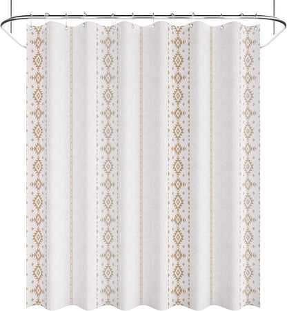Shower Curtain, Washable Cloth Black Shower Curtain Sets with 12 Shower Curtain Hooks, Fabric Rustic Black and White Striped Curtain, Farmhouse Bathroom Curtains, 72x72 Inches