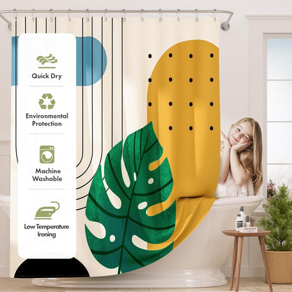 Shower Curtain, Washable Cloth Black Shower Curtain Sets with 12 Shower Curtain Hooks, Fabric Rustic Black and White Striped Curtain, Farmhouse Bathroom Curtains, 72x72 Inches
