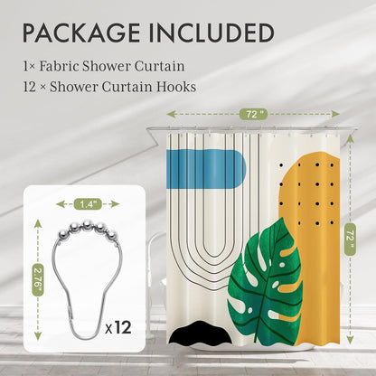 Shower Curtain, Washable Cloth Black Shower Curtain Sets with 12 Shower Curtain Hooks, Fabric Rustic Black and White Striped Curtain, Farmhouse Bathroom Curtains, 72x72 Inches
