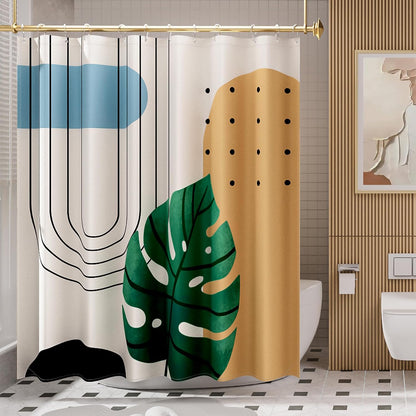 Shower Curtain, Washable Cloth Black Shower Curtain Sets with 12 Shower Curtain Hooks, Fabric Rustic Black and White Striped Curtain, Farmhouse Bathroom Curtains, 72x72 Inches