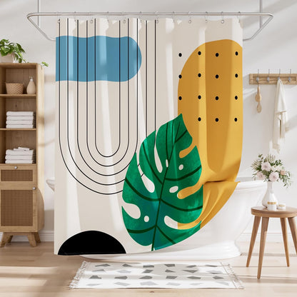 Shower Curtain, Washable Cloth Black Shower Curtain Sets with 12 Shower Curtain Hooks, Fabric Rustic Black and White Striped Curtain, Farmhouse Bathroom Curtains, 72x72 Inches