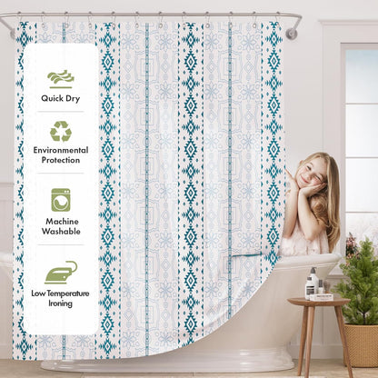 Shower Curtain, Washable Cloth Black Shower Curtain Sets with 12 Shower Curtain Hooks, Fabric Rustic Black and White Striped Curtain, Farmhouse Bathroom Curtains, 72x72 Inches