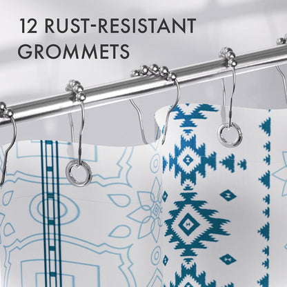 Shower Curtain, Washable Cloth Black Shower Curtain Sets with 12 Shower Curtain Hooks, Fabric Rustic Black and White Striped Curtain, Farmhouse Bathroom Curtains, 72x72 Inches