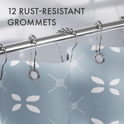 Shower Curtain, Washable Cloth Black Shower Curtain Sets with 12 Shower Curtain Hooks, Fabric Rustic Black and White Striped Curtain, Farmhouse Bathroom Curtains, 72x72 Inches