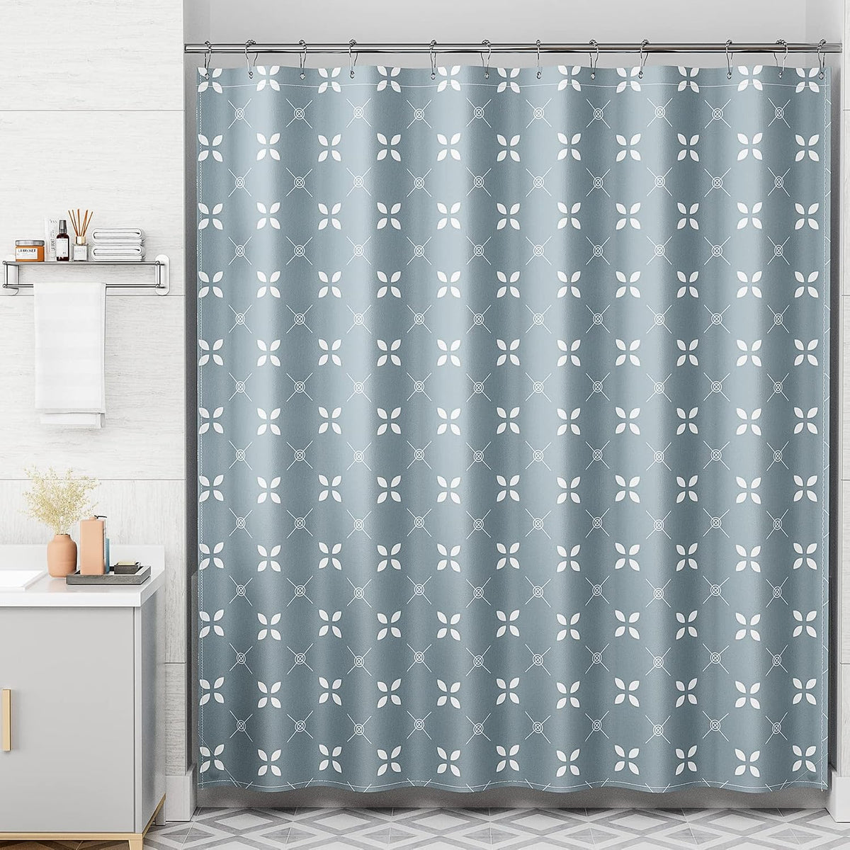 Shower Curtain, Washable Cloth Black Shower Curtain Sets with 12 Shower Curtain Hooks, Fabric Rustic Black and White Striped Curtain, Farmhouse Bathroom Curtains, 72x72 Inches