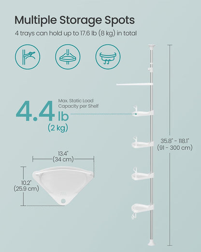 SONGMICS 4-Tier Corner Shower Caddy Tension Pole for Bathroom