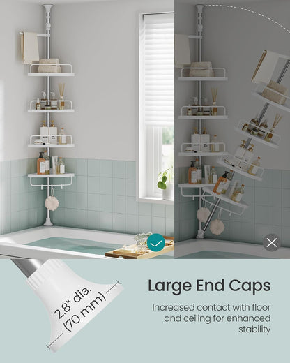 SONGMICS 4-Tier Corner Shower Caddy Tension Pole for Bathroom