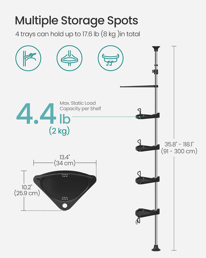 SONGMICS 4-Tier Corner Shower Caddy Tension Pole for Bathroom