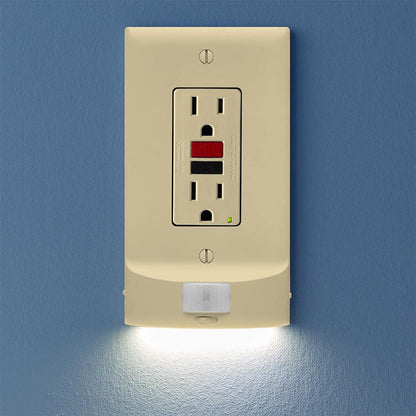 3 Pack - MotionLight [For Duplex Outlets] - Motion Detecting LED Night Lights Built-In to Wall Plate - Bright/Dim/Off Options - Auto On/Off Sensor - (Duplex, White)