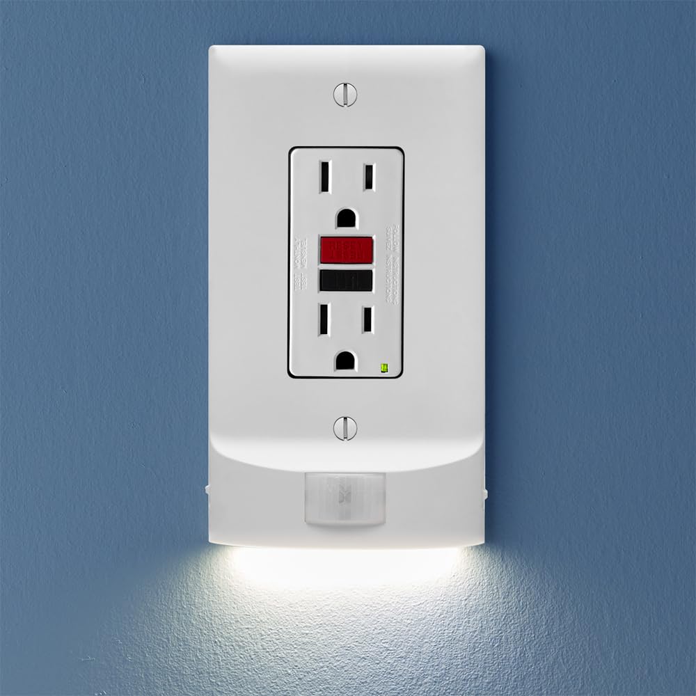3 Pack - MotionLight [For Duplex Outlets] - Motion Detecting LED Night Lights Built-In to Wall Plate - Bright/Dim/Off Options - Auto On/Off Sensor - (Duplex, White)