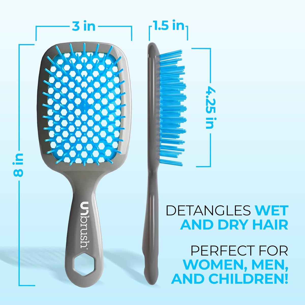 FHI Heat UNbrush Detangling Brush for Pain-Free Brushing on All Wet or Dry Hair Types — Durable DuoFlex Anti-Static Bristles, Lightweight Handle, Vented Hair Brush