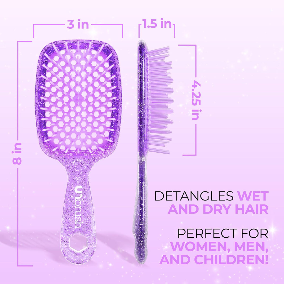 FHI Heat UNbrush Detangling Brush for Pain-Free Brushing on All Wet or Dry Hair Types — Durable DuoFlex Anti-Static Bristles, Lightweight Handle, Vented Hair Brush