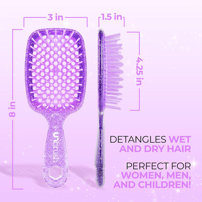 FHI Heat UNbrush Detangling Brush for Pain-Free Brushing on All Wet or Dry Hair Types — Durable DuoFlex Anti-Static Bristles, Lightweight Handle, Vented Hair Brush