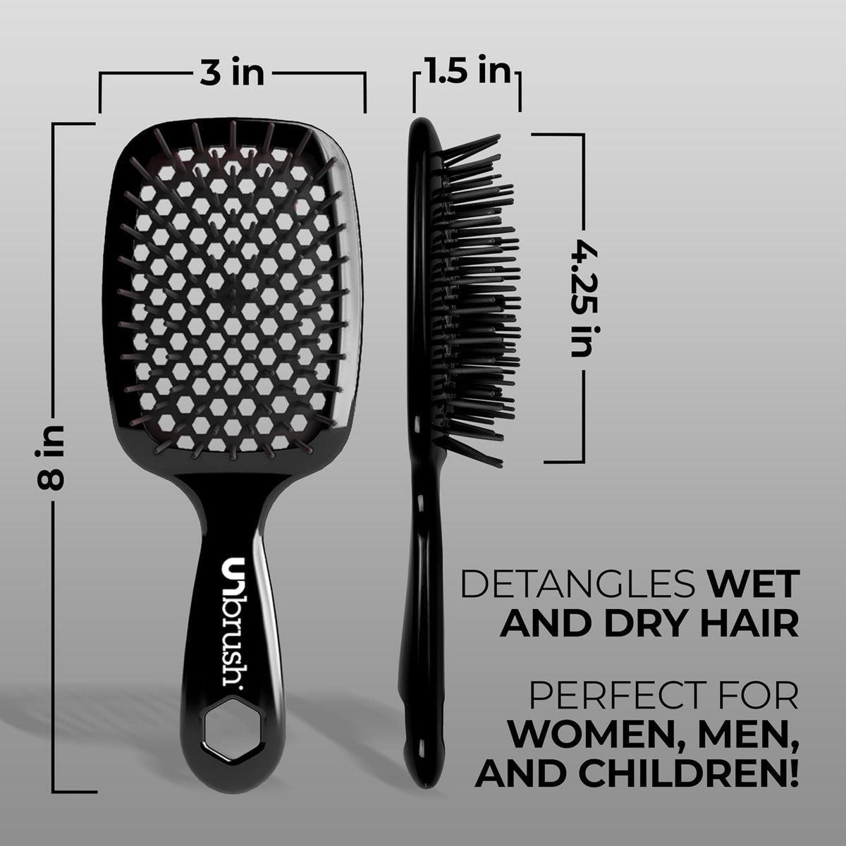 FHI Heat UNbrush Detangling Brush for Pain-Free Brushing on All Wet or Dry Hair Types — Durable DuoFlex Anti-Static Bristles, Lightweight Handle, Vented Hair Brush