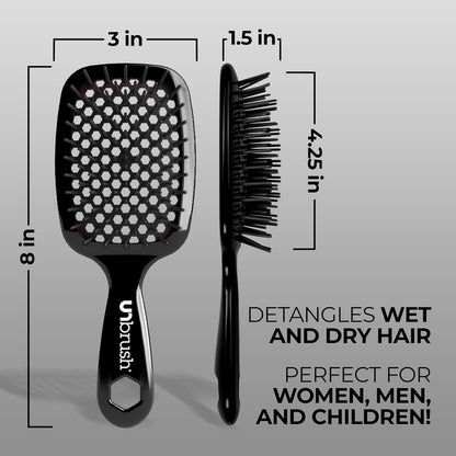 FHI Heat UNbrush Detangling Brush for Pain-Free Brushing on All Wet or Dry Hair Types — Durable DuoFlex Anti-Static Bristles, Lightweight Handle, Vented Hair Brush