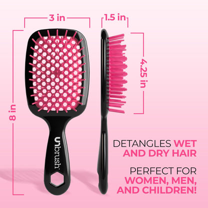 FHI Heat UNbrush Detangling Brush for Pain-Free Brushing on All Wet or Dry Hair Types — Durable DuoFlex Anti-Static Bristles, Lightweight Handle, Vented Hair Brush