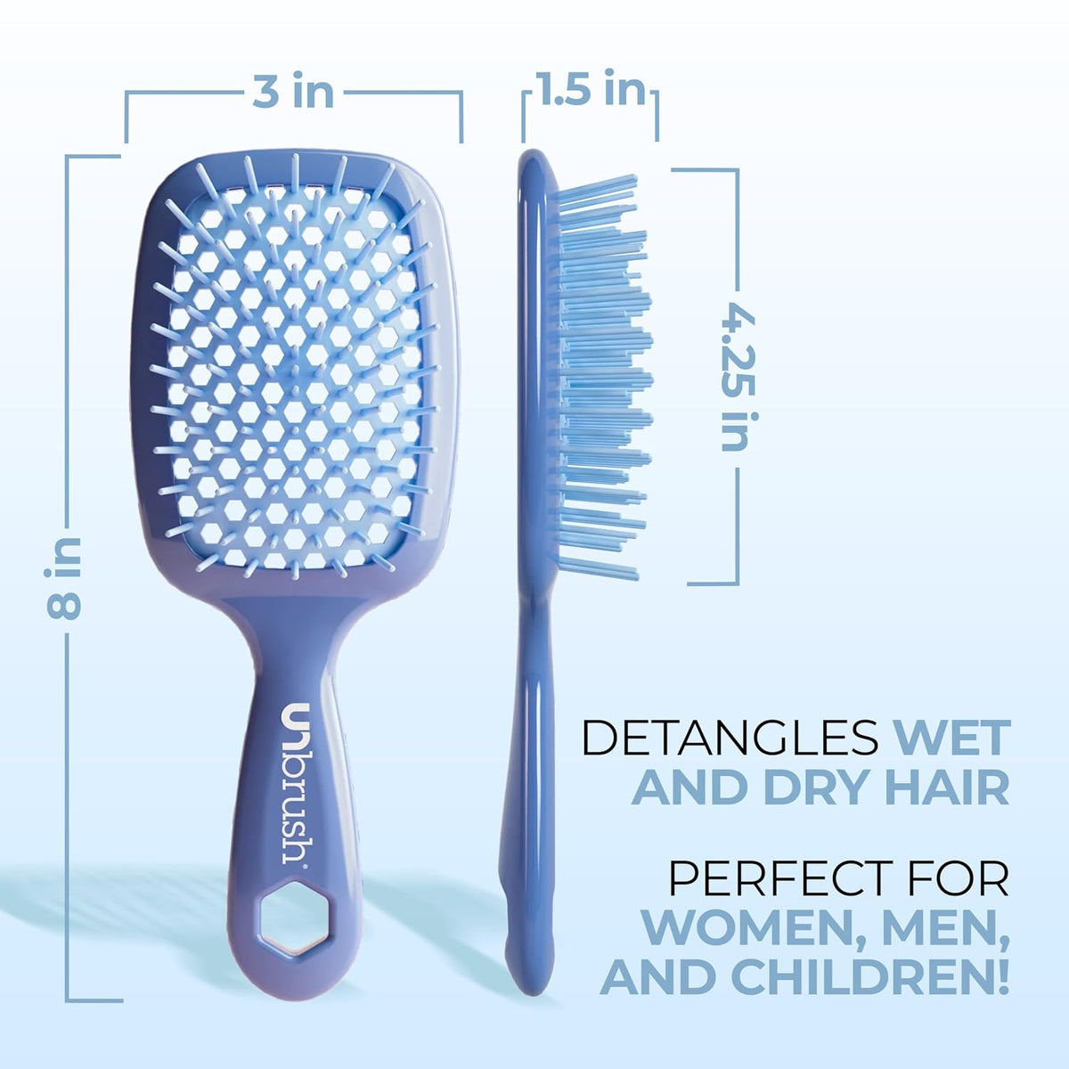 FHI Heat UNbrush Detangling Brush for Pain-Free Brushing on All Wet or Dry Hair Types — Durable DuoFlex Anti-Static Bristles, Lightweight Handle, Vented Hair Brush
