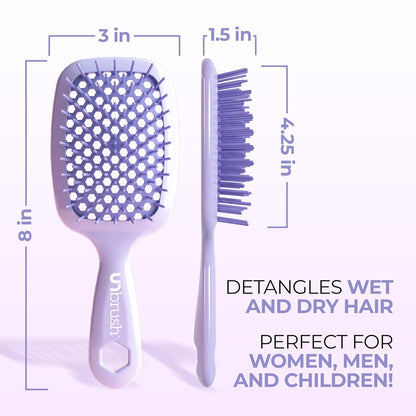 FHI Heat UNbrush Detangling Brush for Pain-Free Brushing on All Wet or Dry Hair Types — Durable DuoFlex Anti-Static Bristles, Lightweight Handle, Vented Hair Brush