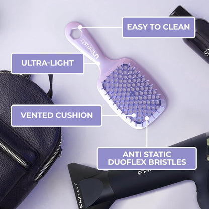 FHI Heat UNbrush Detangling Brush for Pain-Free Brushing on All Wet or Dry Hair Types — Durable DuoFlex Anti-Static Bristles, Lightweight Handle, Vented Hair Brush