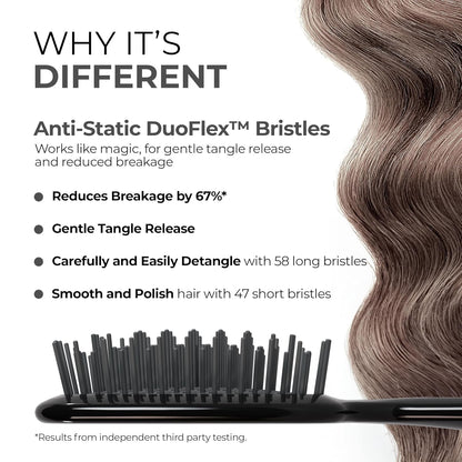 FHI Heat UNbrush Detangling Brush for Pain-Free Brushing on All Wet or Dry Hair Types — Durable DuoFlex Anti-Static Bristles, Lightweight Handle, Vented Hair Brush