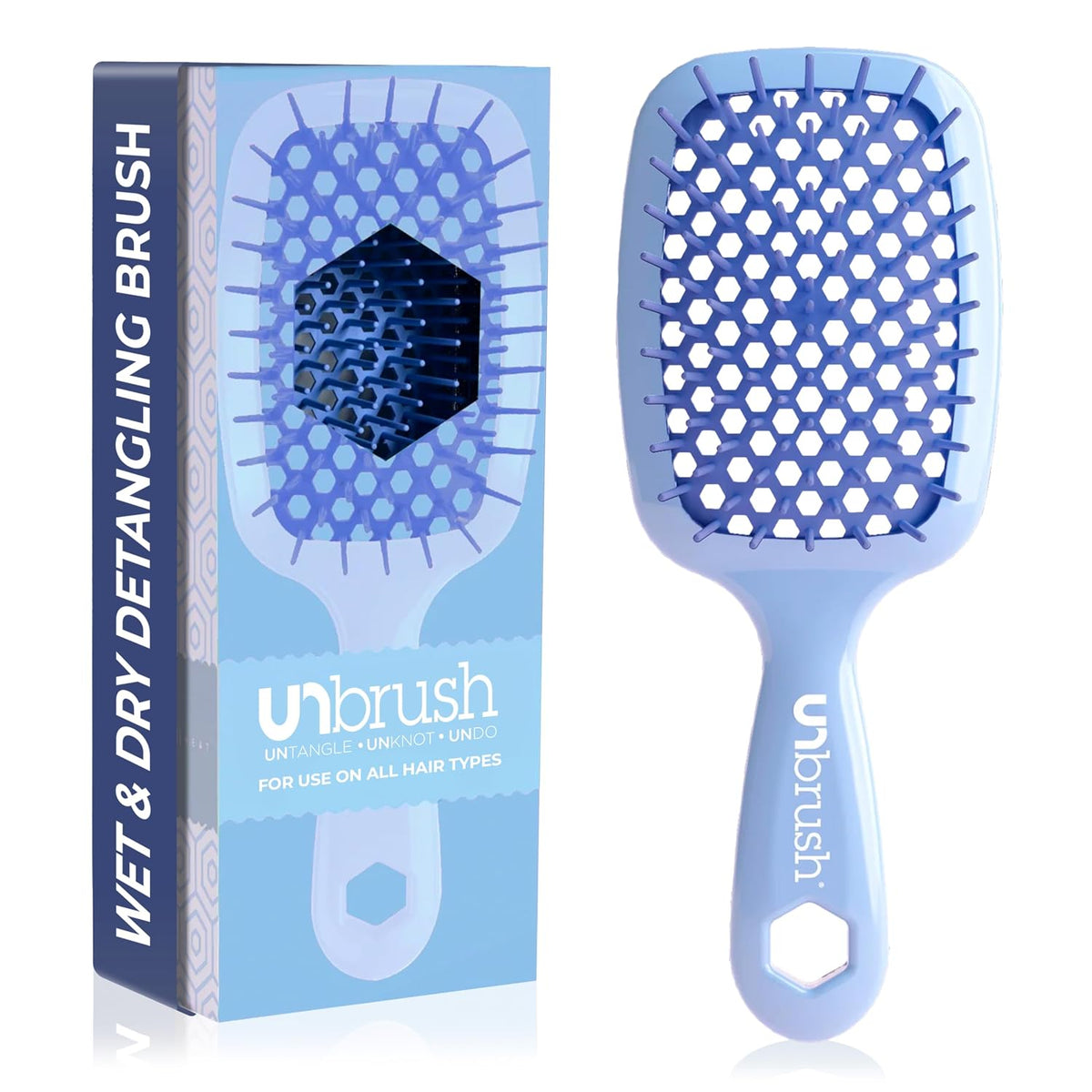 FHI Heat UNbrush Detangling Brush for Pain-Free Brushing on All Wet or Dry Hair Types — Durable DuoFlex Anti-Static Bristles, Lightweight Handle, Vented Hair Brush