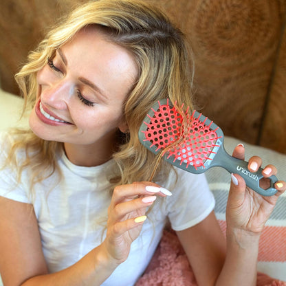 FHI Heat UNbrush Detangling Brush for Pain-Free Brushing on All Wet or Dry Hair Types — Durable DuoFlex Anti-Static Bristles, Lightweight Handle, Vented Hair Brush