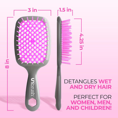 FHI Heat UNbrush Detangling Brush for Pain-Free Brushing on All Wet or Dry Hair Types — Durable DuoFlex Anti-Static Bristles, Lightweight Handle, Vented Hair Brush