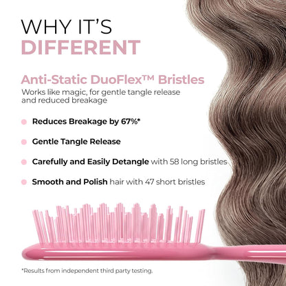 FHI Heat UNbrush Detangling Brush for Pain-Free Brushing on All Wet or Dry Hair Types — Durable DuoFlex Anti-Static Bristles, Lightweight Handle, Vented Hair Brush