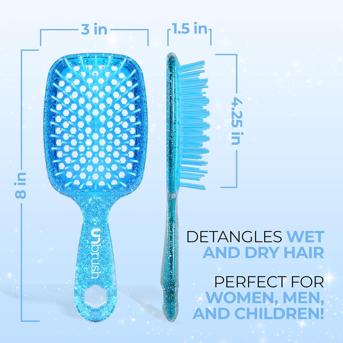 FHI Heat UNbrush Detangling Brush for Pain-Free Brushing on All Wet or Dry Hair Types — Durable DuoFlex Anti-Static Bristles, Lightweight Handle, Vented Hair Brush