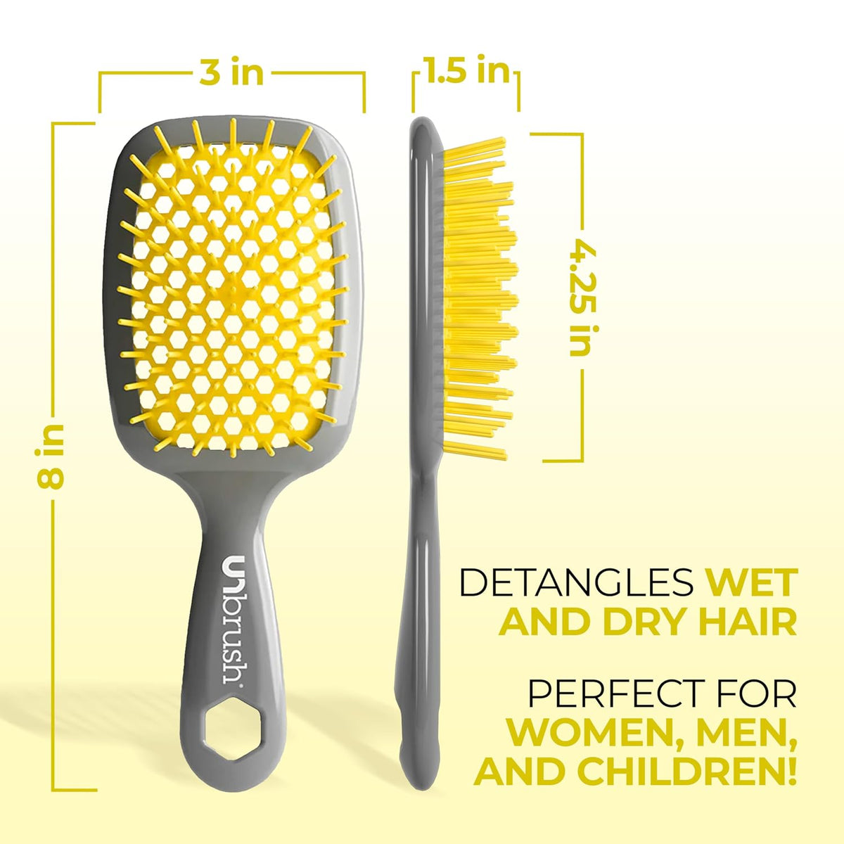 FHI Heat UNbrush Detangling Brush for Pain-Free Brushing on All Wet or Dry Hair Types — Durable DuoFlex Anti-Static Bristles, Lightweight Handle, Vented Hair Brush